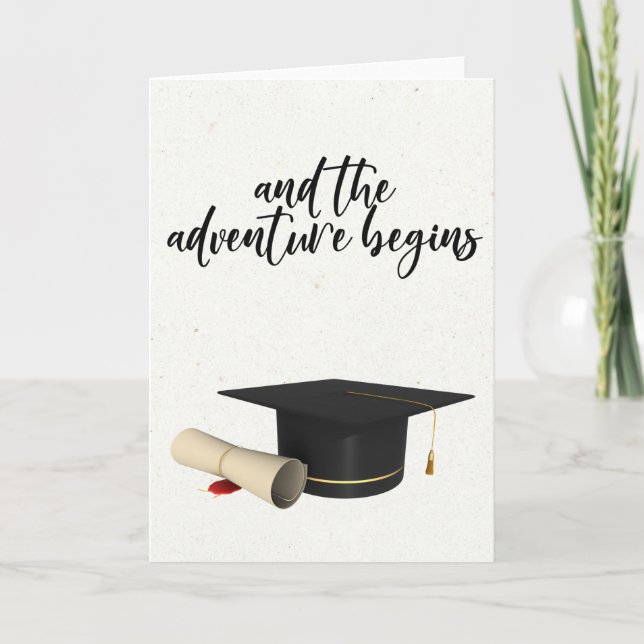 And the Adventure Begins Diploma Graduation Card (Front)