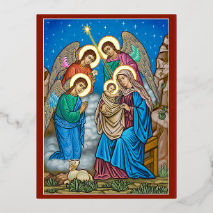 And the Angels were Amazed Foil Holiday Postcard