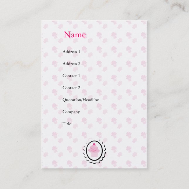 And the Cake was Pink and she was little Custom Business Card (Front)