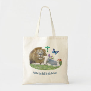 And the Lion shall lie with the Lamb Tote Bag