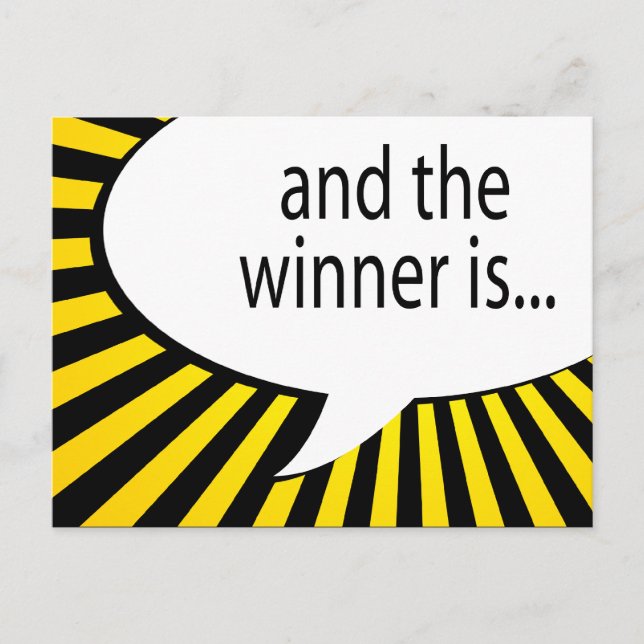 and the winner is! comic speech bubble postcard (Front)