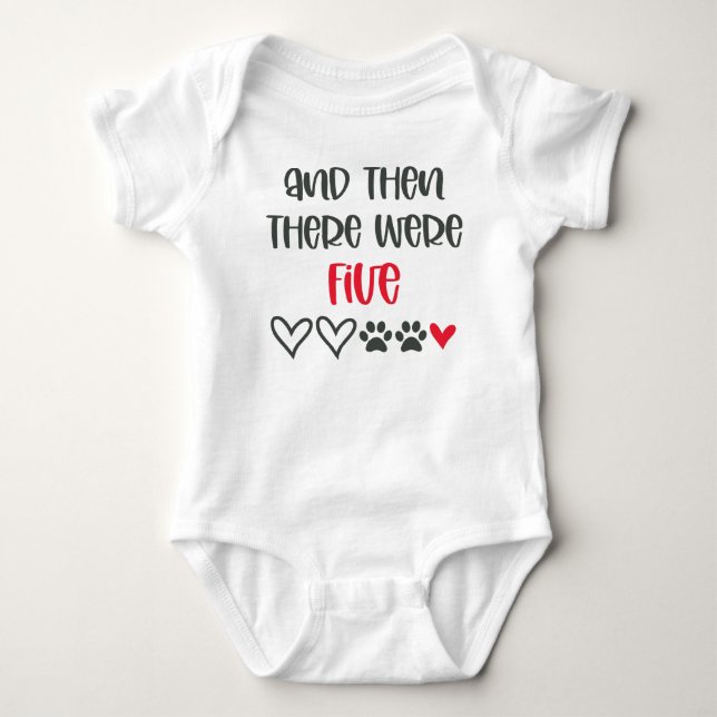 And Then There Were Five Baby Announcement Bodysuit (Front)