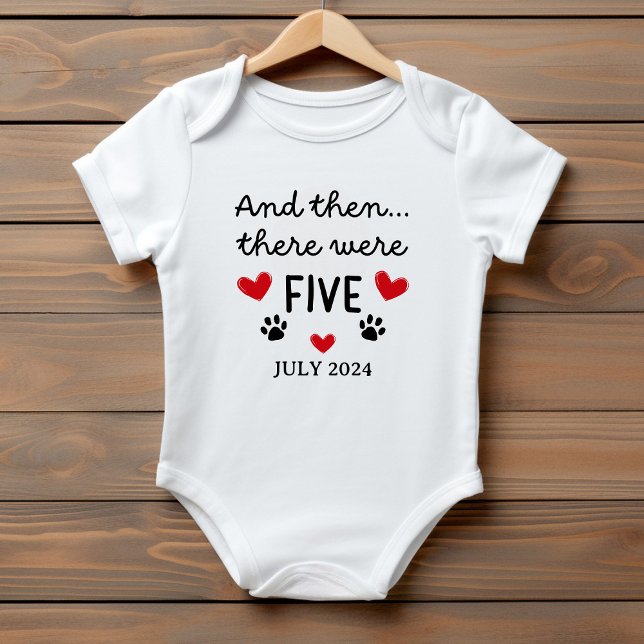 And Then There Were Five Cute Baby Bodysuit (Baby Announcement Cute Bodysuit)