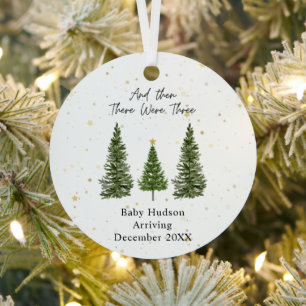 And Then There Were Three Baby Coming Soon Metal Tree Decoration