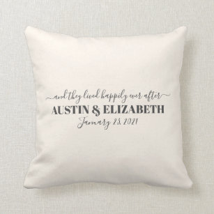 And they lived happily ever after modern wedding cushion