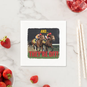 and They're Off Horse Racing Jockey Napkin