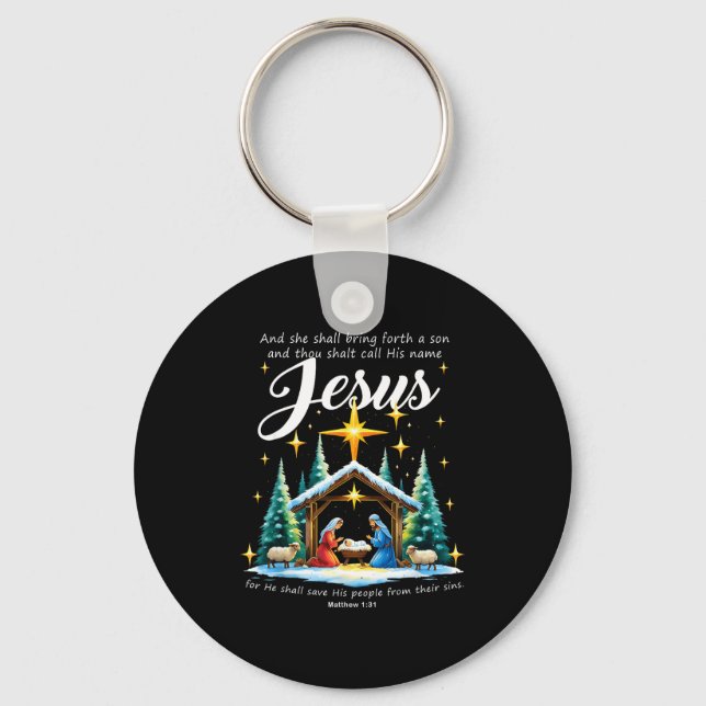 And Thou Shalt Call His Name Jesus Nativity Christ Key Ring (Front)
