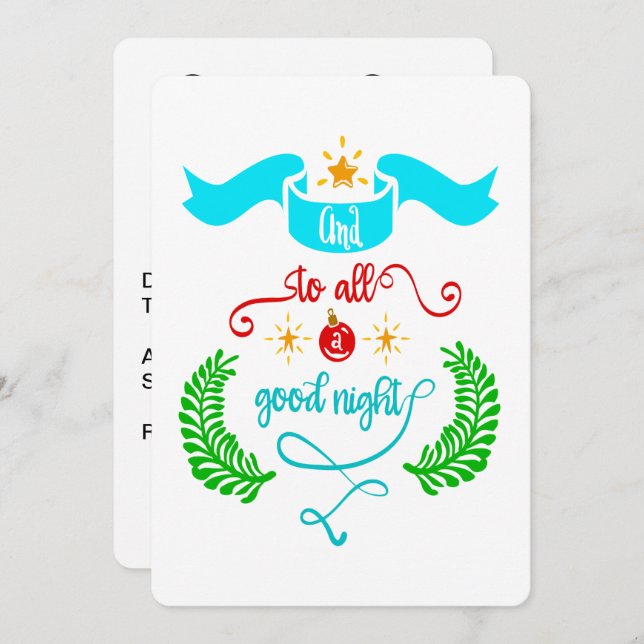 And To All A Good Night Christmas Typography Invitation (Front/Back)