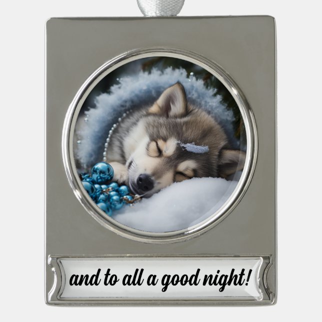And to all a good night  silver plated banner ornament (Front)