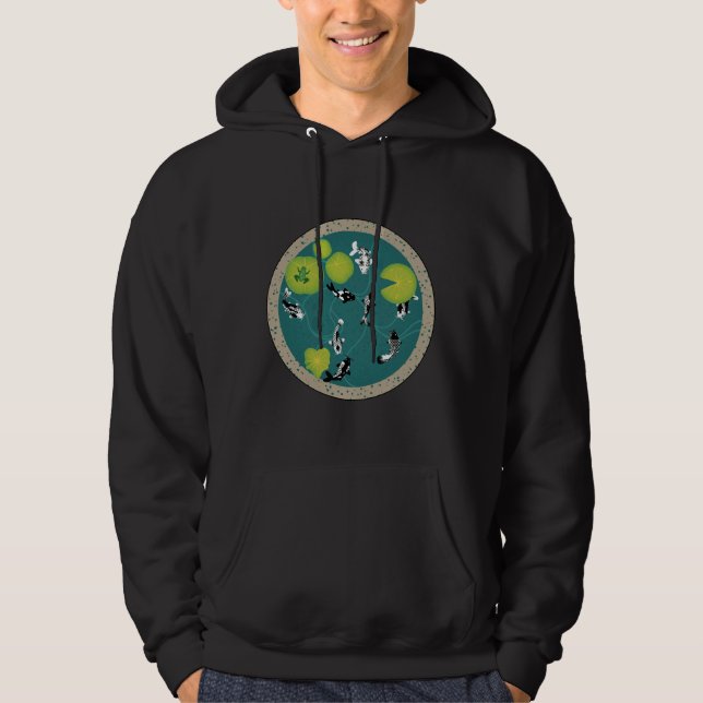 And White Koi Fish Pond Hoodie (Front)