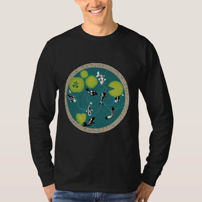 And White Koi Fish Pond T-Shirt (Front)