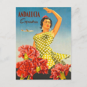 Andalucia, Spain, traditional dance, woman,vintage Postcard