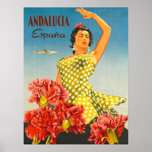 Andalucia, Spain, traditional dance, woman,vintage Poster