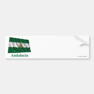 Andalucía waving flag with name bumper sticker
