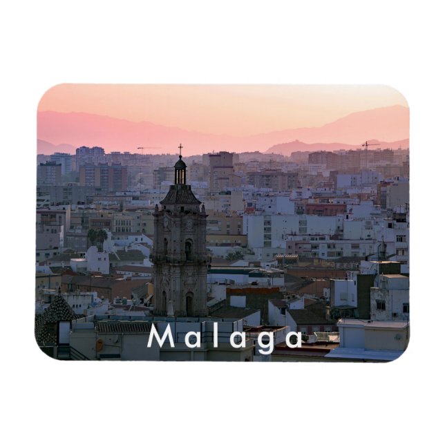 Andalusia. Sunset over Malaga. Magnet (Horizontal)