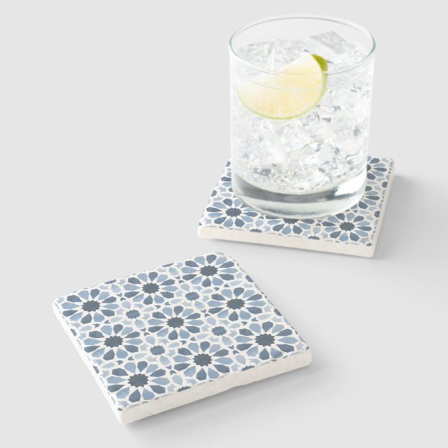 Andalusian Echoes: Boho Moroccan Geometry Stone Coaster (Side)