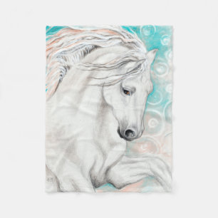 Andalusian Horse Blue Fleece Blanket