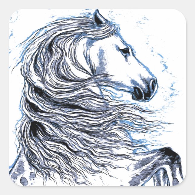 Andalusian Horse blue Square Sticker (Front)