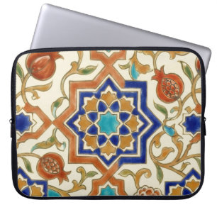 Andalusian Pomegranate & Blue Star Canvas Laptop Sleeve