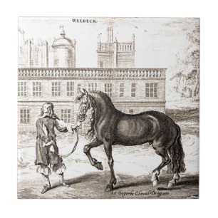 Andalusian PRE Horse – Vintage Spanish Engraving Tile