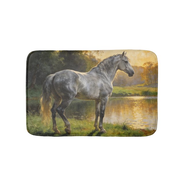 Andalusian Stallion by the Lake Bath Mat (Front)