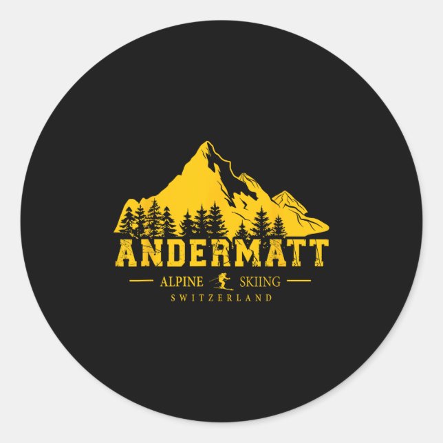 Andermatt Switzerland Ski Resort Alpine Skiing Swi Classic Round Sticker (Front)