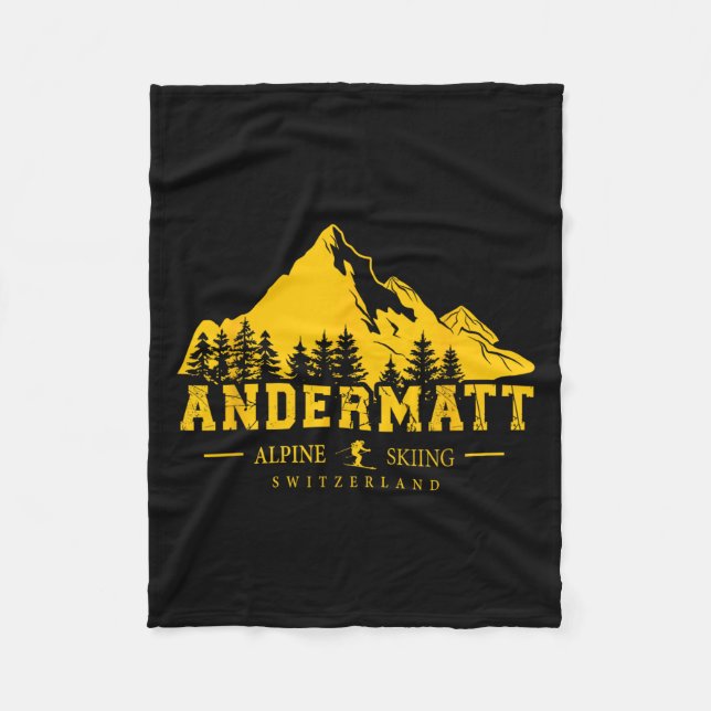 Andermatt Switzerland Ski Resort Alpine Skiing Swi Fleece Blanket (Front)