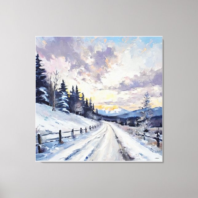 Anders Artistry, "A Snowy Backroad at Dawn" Canvas Print (Front)