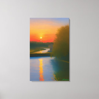 Anders Artistry* Dusk Falls On A Waterway Canvas Print