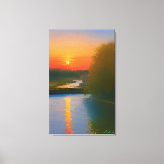 Anders Artistry* Dusk Falls On A Waterway Canvas Print (Front)