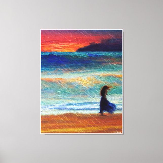  Anders Artistry* Solitary Woman Walking the Beach Canvas Print (Front)