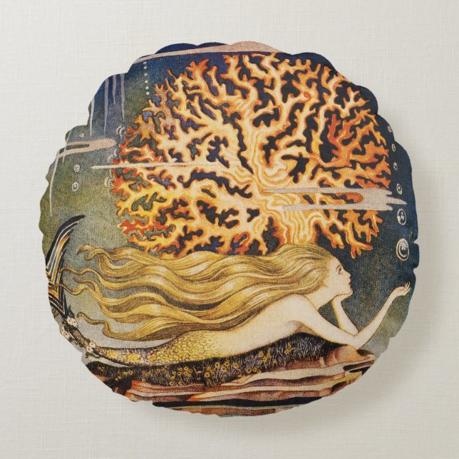 Andersen: Little Mermaid Drawing Round Cushion (Front)