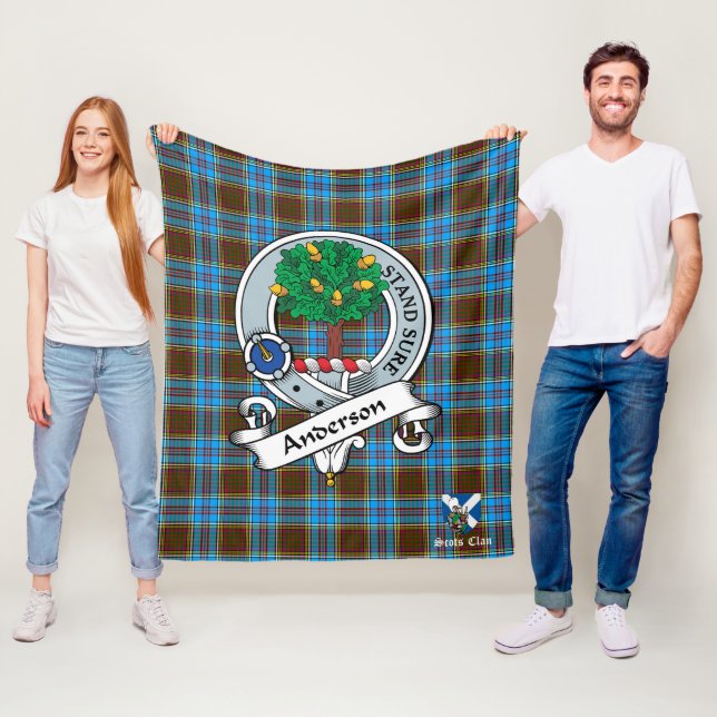 Anderson Clan Badge Scot Tartan Plaid Fleece Blanket (In Situ)