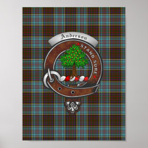 Anderson Clan Badge & Tartan 8.5x11 Poster