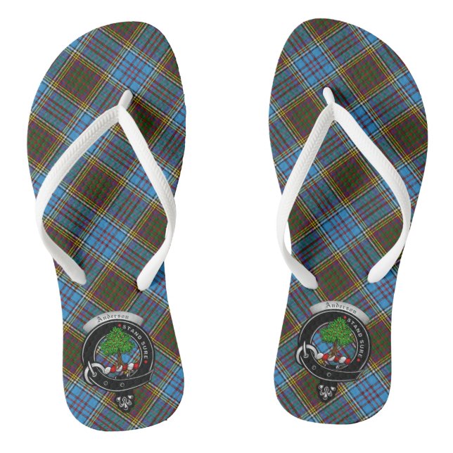 Anderson Clan Badge & Tartan Flip Flops (Footbed)