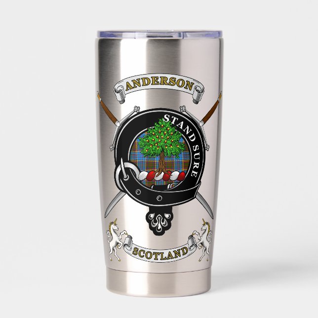 Anderson Clan Badge Tartan & Swords Insulated Tumbler (Front)