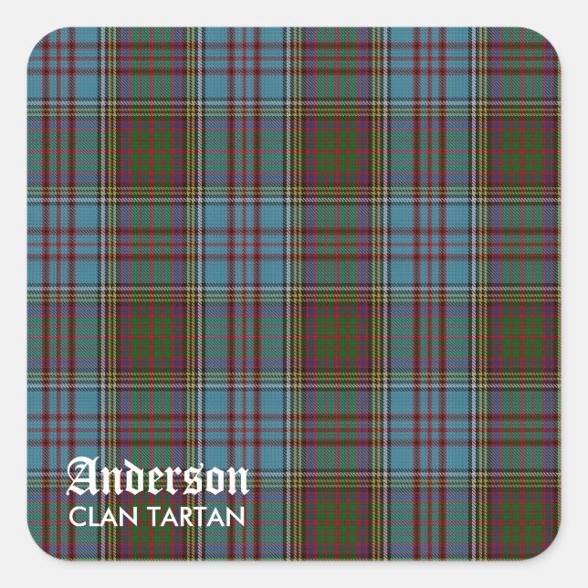 Anderson Clan Family Tartan (with Name) Square Sticker (Front)