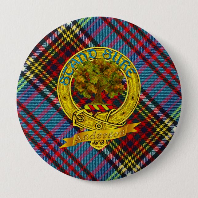 Anderson Clan Tartan & Motif 10 Cm Round Badge (Front)