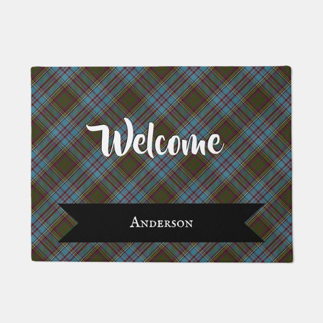 Anderson Clan Tartan Plaid Pattern Scottish Doormat (Front)