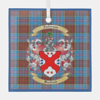 Anderson Crest w/ Anderson Tartan ChristmaOrnament Glass Tree Decoration