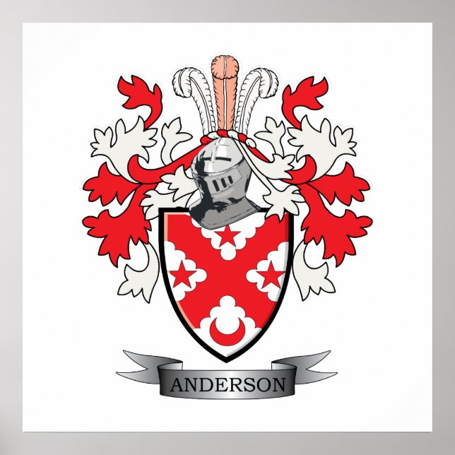 Anderson Family Crest Coat of Arms Poster (Front)