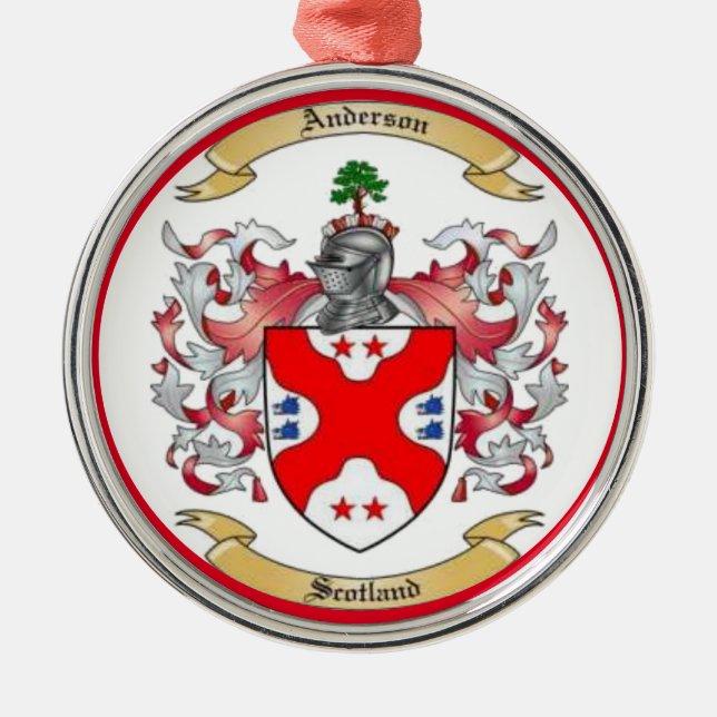 Anderson Family Crest*   Metal Tree Decoration (Front)