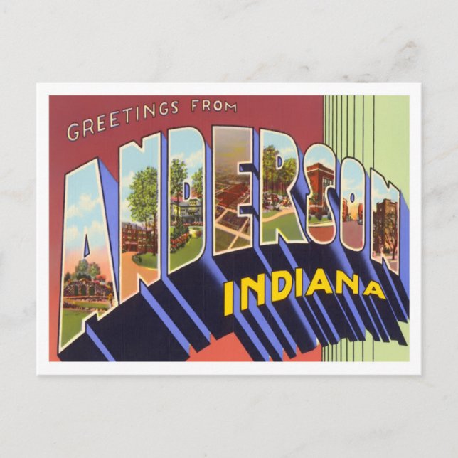 Anderson, Indiana Vintage Big Letters Postcard (Front)