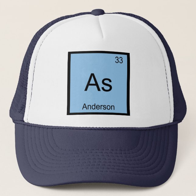 Anderson Name Chemistry Element Periodic Table Trucker Hat (Front)
