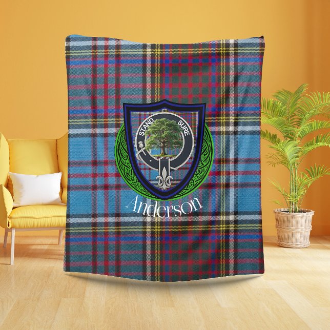 Anderson Scottish Clan Tartan & Crest Fleece Blanket (Creator Uploaded)