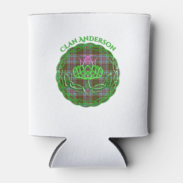 Anderson Scottish Tartan Celtic Thistle Can Cooler (Front)