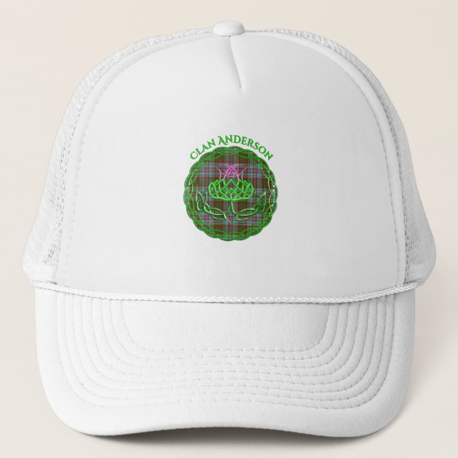 Anderson Scottish Tartan Celtic Thistle Trucker Hat (Front)