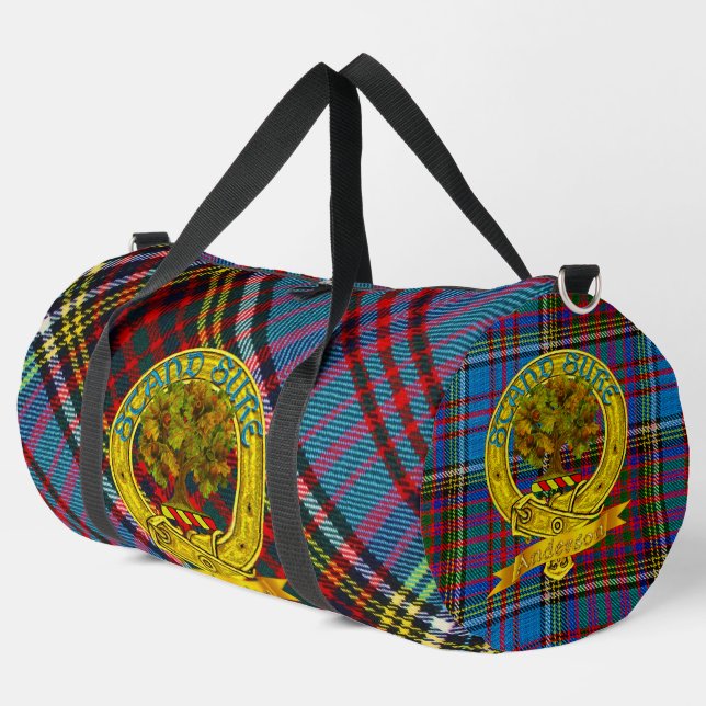 Anderson Tartan & Clan Emblem Duffle Bag (Left Corner)
