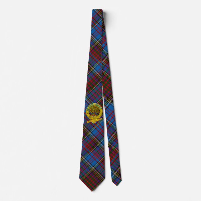 Anderson Tartan Tie with Clan Motto & Emblem (Front)