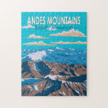 Andes Mountains South America Travel Art Vintage Jigsaw Puzzle<br><div class="desc">Andes Mountains in a vector art style. The Andes,  running along South America's western side,  is among the world's longest mountain ranges</div>